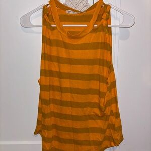 Free People Orange Striped Tank Top